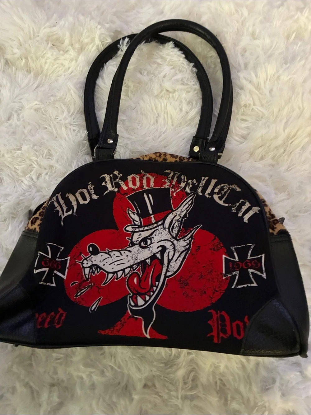 Vintage hot rod hellcat  & Red baron Dome Tote Bag